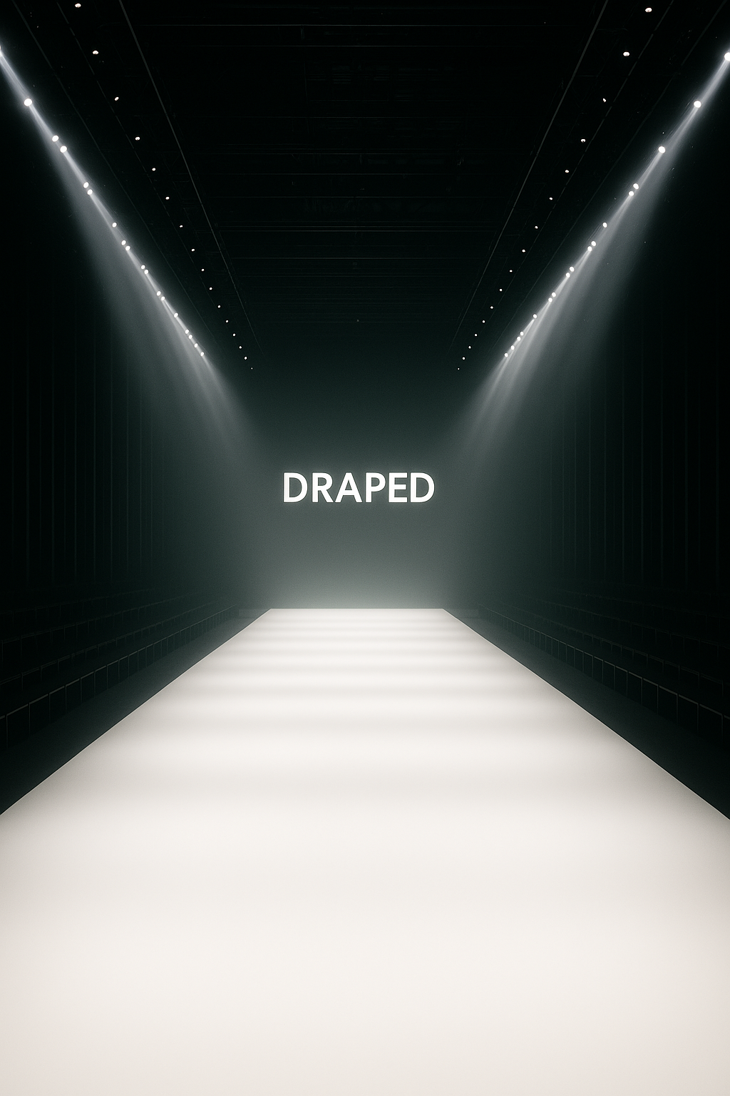 An empty runway lit from both sides, the SAVI wordmark glowing at the end of the walkway.